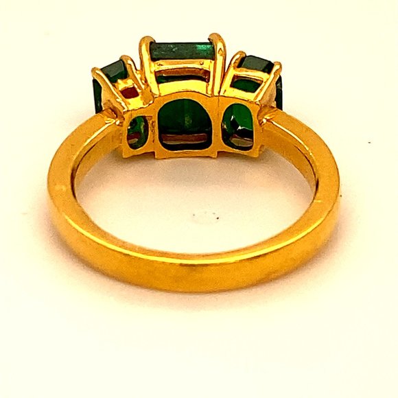 Emerald 3.20ct Solid 22K Yellow Gold Ring - Picture 7 of 9